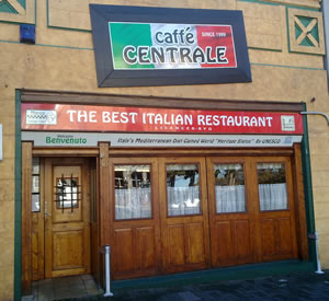 outside of Caffé Centrale Italian Restaurant in Hamilton New Zealand